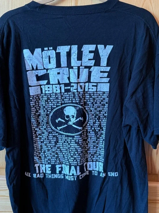 Motley Crue Final Tour Merch Tee T Shirt XL Band Rock 80s Front Back Music - Picture 6 of 10